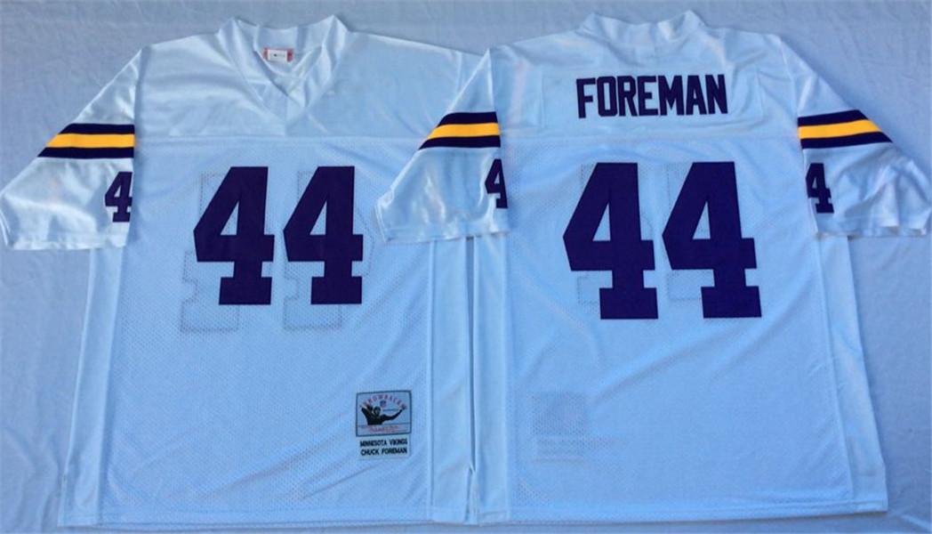 Mens Minnesota Vikings #44 Chuck Foreman  White Throwback Jersey