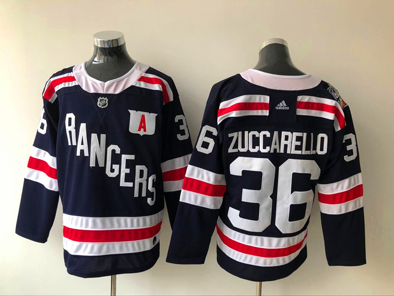 Mens New York Rangers ##36 Mats Zuccarello Adidas Navy Blue 2018 Winter Classic NHL Jersey