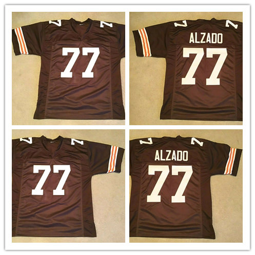 Mens Cleveland Browns #77 Lyle Alzado 1980 Brown Mitchell & Ness Throwback Jersey