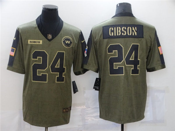 Mens Washington Football Team #24 Antonio Gibson Nike Olive 2021 Salute To Service Limited Jersey