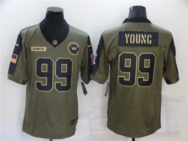 Mens Washington Football Team #99 Chase Young Nike Olive 2021 Salute To Service Limited Jersey