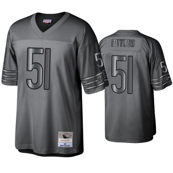 Mens Chicago Bears #51 Dick Butkus Mitchell&Ness Throwback Charcoal Metal Legacy Jersey