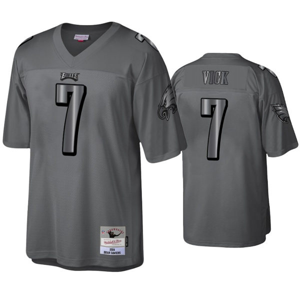 Mens Philadelphia Eagles #7 Michael Vick Mitchell&Ness Throwback Charcoal Metal Legacy Jersey