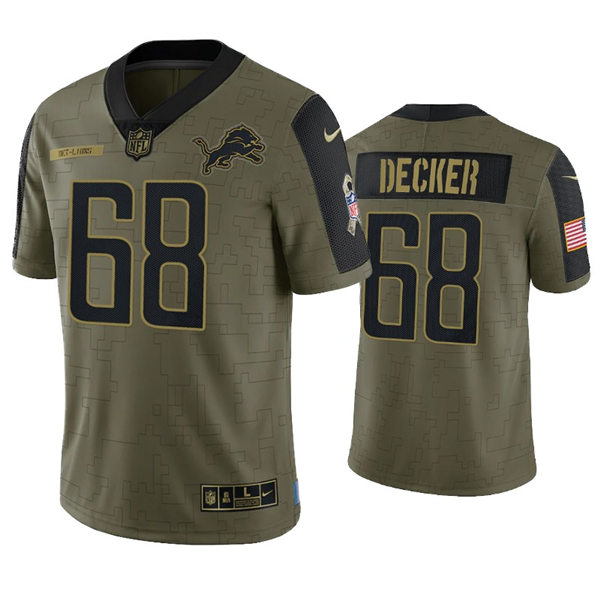 Mens Detroit Lions #68 Taylor Decker Nike Olive 2021 Salute To Service Limited Jersey