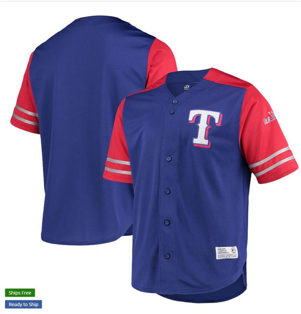 Mens Texas Rangers Blank Nike Royal Red Full Button Stitches Jersey