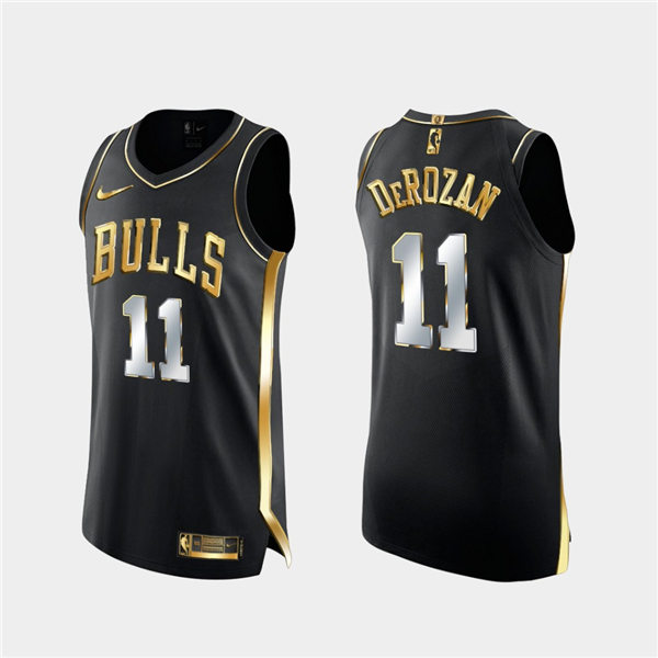 Mens Chicago Bulls #11 DeMar DeRozan Nike Black Golden Edition Jersey