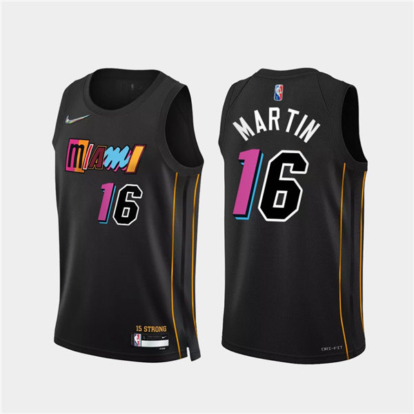 Mens Miami Heat #16 Caleb Martin Diamond Nike Black 2021-22 Miami City Edition Jersey