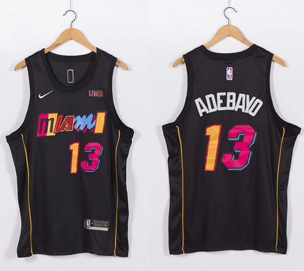 Mens Miami Heat #13 Bam Adebayo Diamond Nike Black 2021-22 Miami City Edition Jersey