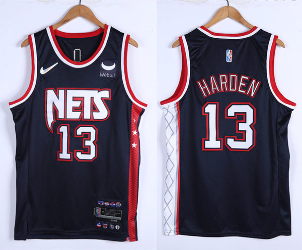 Mens Brooklyn Nets #13 James Harden Diamond Nike 2021-22 Navy NBA 75TH City Edition Jersey