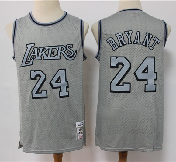 Mens Los Angeles Lakers #24 Kobe Bryant Charcoal Mitchell & Ness Hardwood Classics Metal Works Jersey