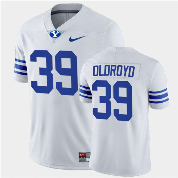 Men BYU Cougars #39 Jake Oldroyd Nike White College Football Game Jersey