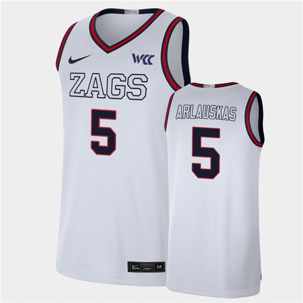 Mens Gonzaga Bulldogs #5 Martynas Arlauskas 2021 White ZAGS Nike NCAA College Basketball Jersey