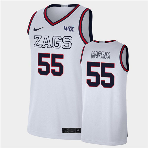 Mens Gonzaga Bulldogs #55 Dominick Harris 2021 White ZAGS Nike NCAA College Basketball Jersey