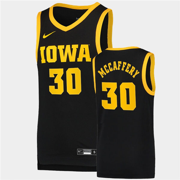 Men's Iowa Hawkeyes #30 Connor McCaffery Nike Black College Basketball Game Jersey