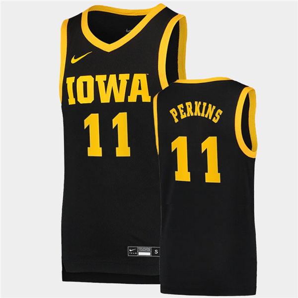 Men's Iowa Hawkeyes #11 Tony Perkins Nike Black College Basketball Game Jersey