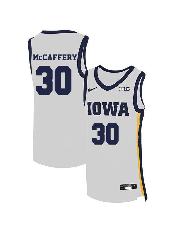 Men's Iowa Hawkeyes #30 Connor McCaffery Nike White College Basketball Game Jersey