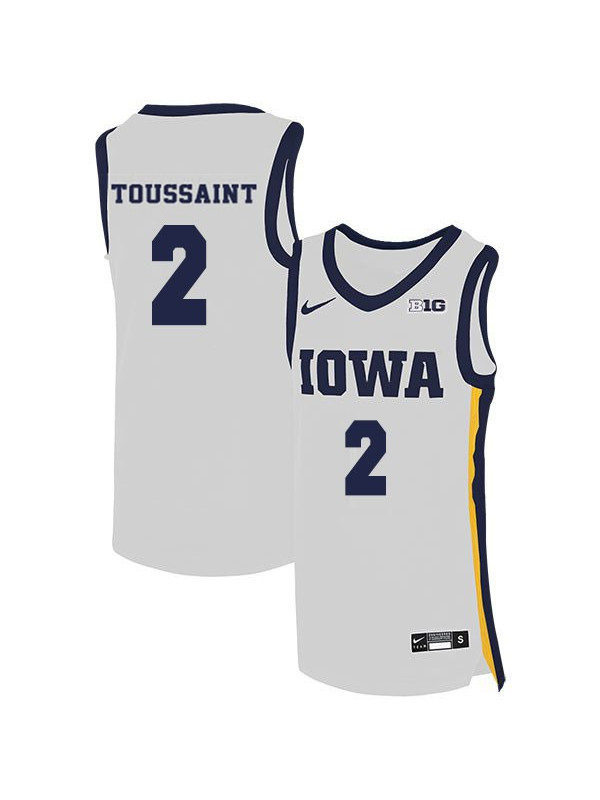 Men's Iowa Hawkeyes #2 Joe Toussaint Nike White College Basketball Game Jersey