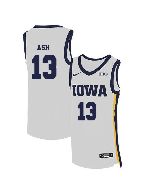 Men's Iowa Hawkeyes #13 Austin Ash Nike White College Basketball Game Jersey