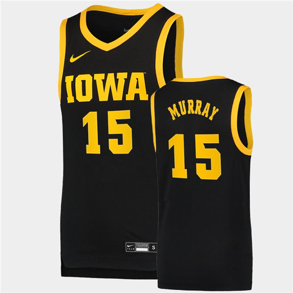 Men's Iowa Hawkeyes #15 Keegan Murray Nike Black College Basketball Game Jersey