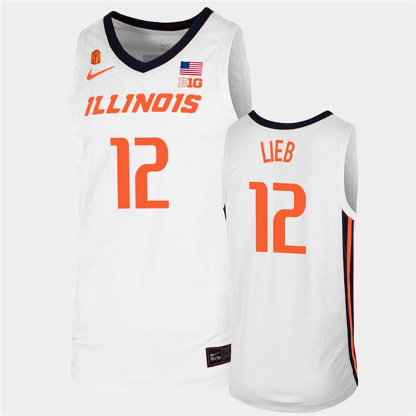 Men's Illinois Fighting Illini #12 Brandon Lieb White Orange Nike College Basketball Jersey