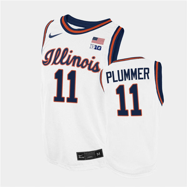 Men's Illinois Fighting Illini #11 Alfonso Plummer 2020-21 White Retro Nike NCAA College Basketball Jersey