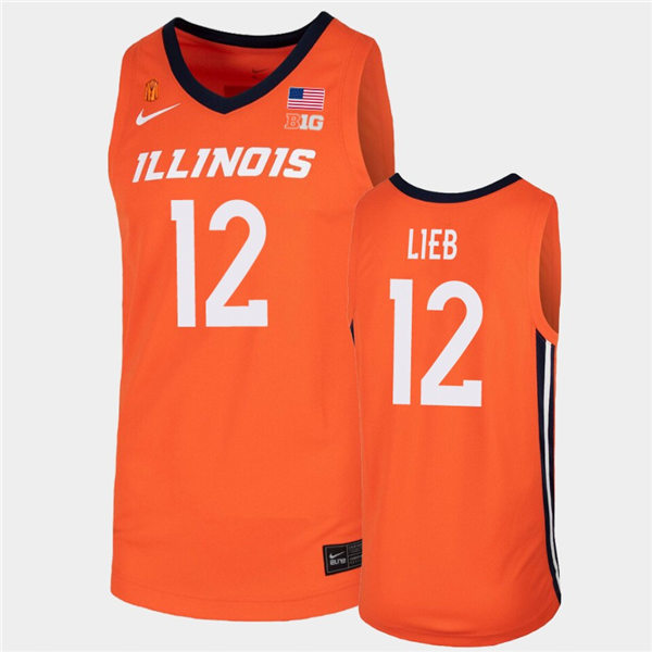 Men's Illinois Fighting Illini #12 Brandon Lieb Nike Orange V-Neck NCAA College Basketball Jersey