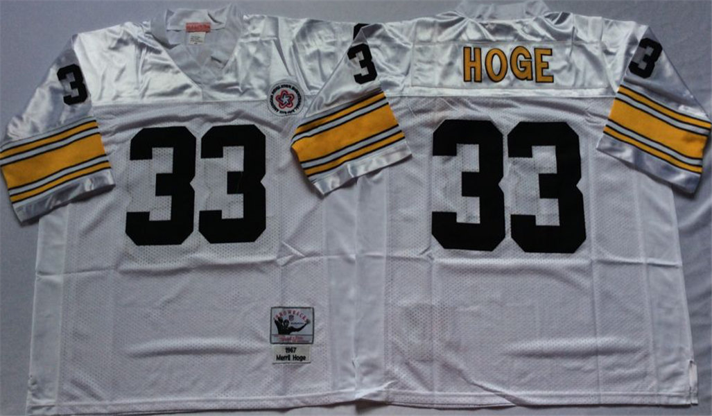 Men's Pittsburgh Steelers #33 Merril Hoge White Throwback Football Jersey