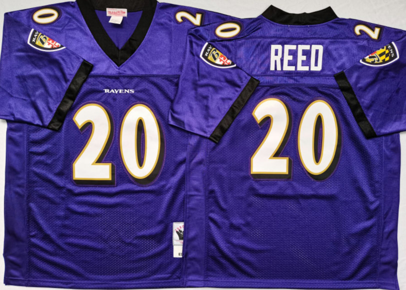 Men's Baltimore Ravens #20 Ed Reed Mitchell & Ness 2004 Authentic Retired Player Jersey -Purple