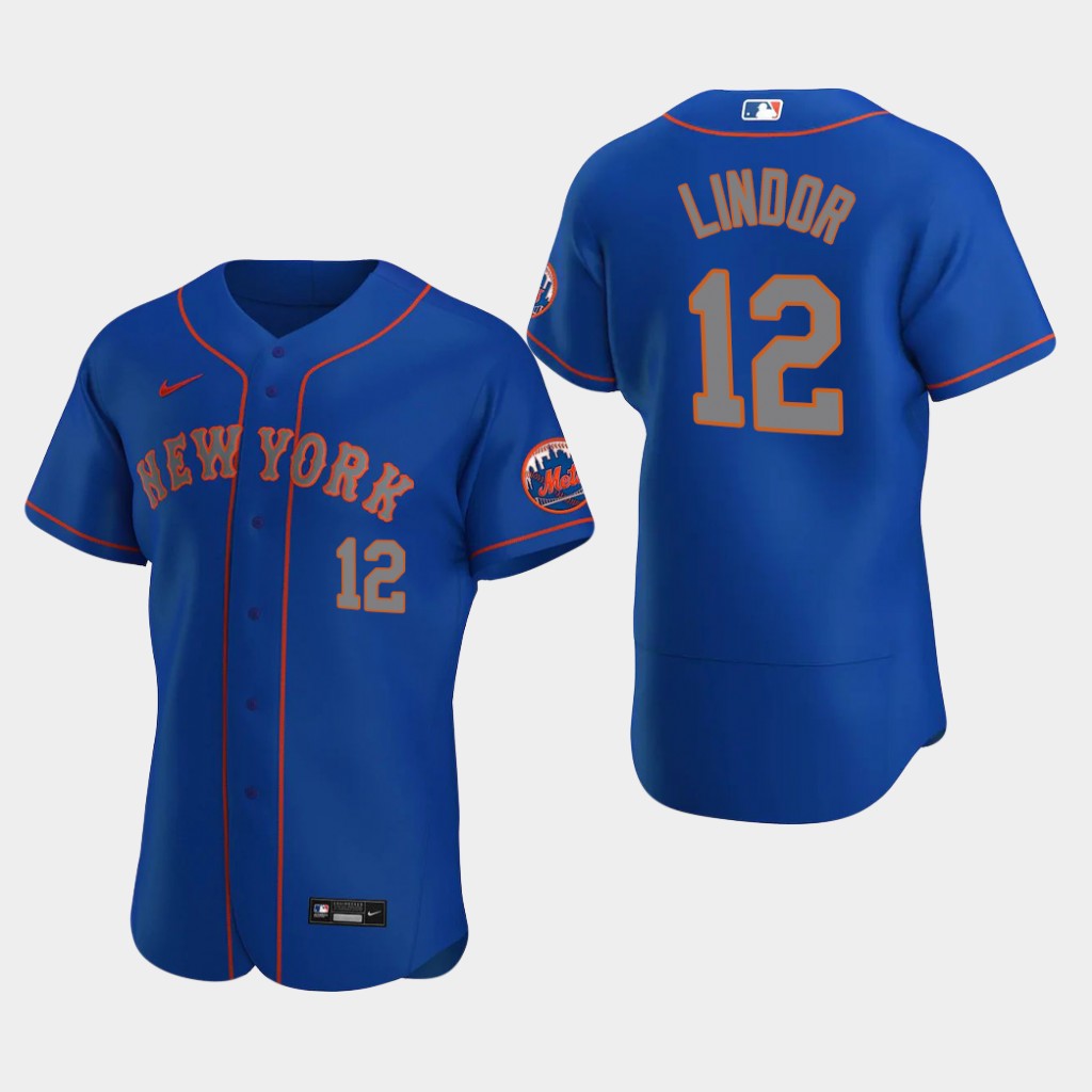 Men's New York Mets #12 Francisco Lindor Royal Alternate Flex Base Jersey