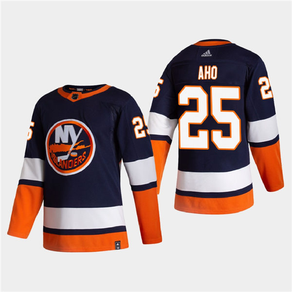 Men's New York Islanders #25 Sebastian Aho Navy Adidas 2021 NHL REVERSE RETRO JERSEYS