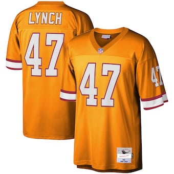 Men's Tampa Bay Buccaneers #47 John Lynch Mitchell & Ness Orange Retired Player Legacy Replica Jersey