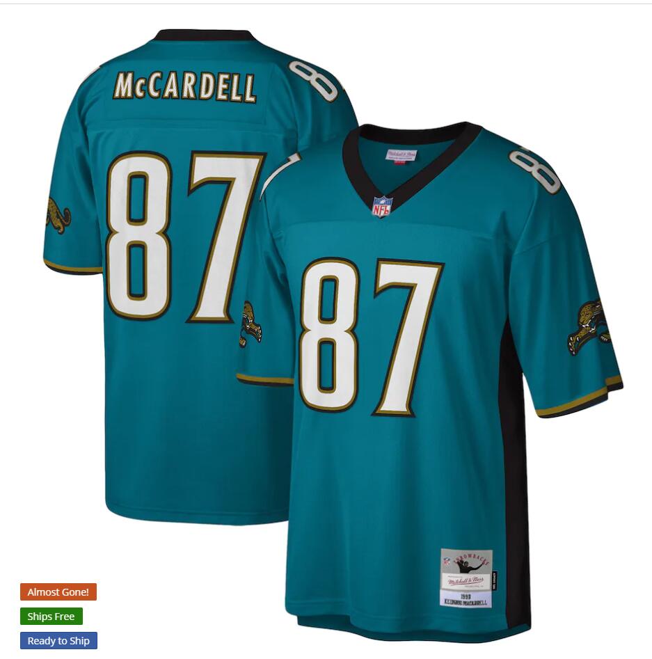 Men's Jacksonville Jaguars Keenan #87 McCardell Mitchell & Ness Teal NFL Throwback Football Jersey