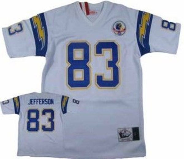 Men's San Diego Chargers #83 John Jefferson Mitchell & Ness White Throwback Jersey