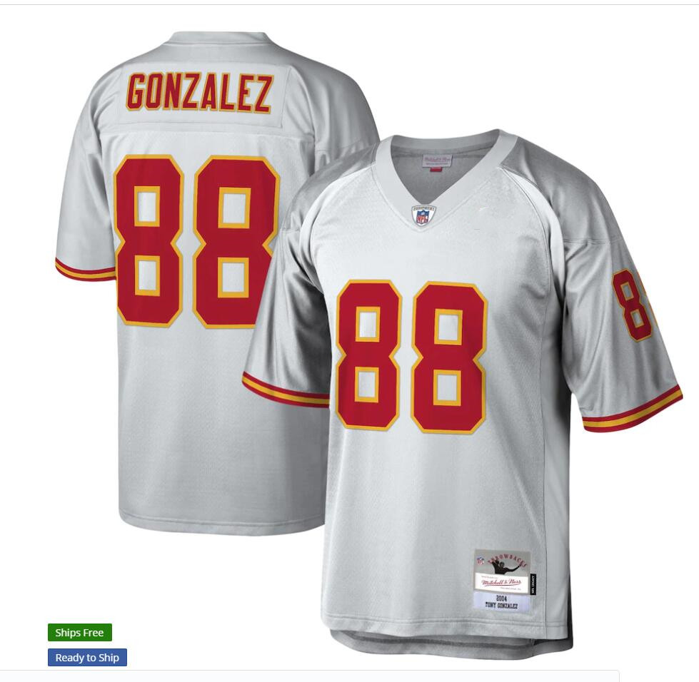 Men's Kansas City Chiefs Tony Gonzalez Mitchell & Ness Platinum NFL 100 Retired Player Legacy Throwback Football Jersey