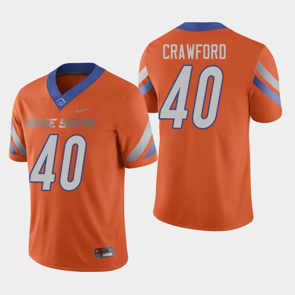 Mens Boise State Broncos ##40 TYRONE CRAWFORD Nike Oragne College Football Jersey