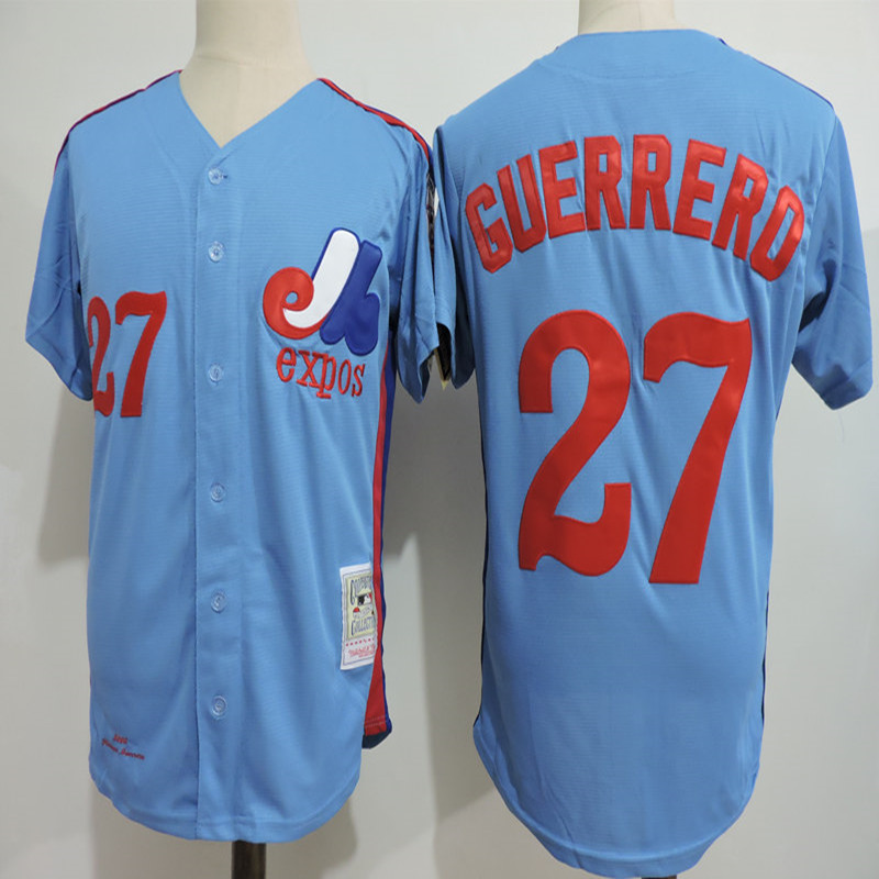 Youth Montreal Expos #27 VLADIMIR GUERRERO Blue Cooperstown Throwback Jersey