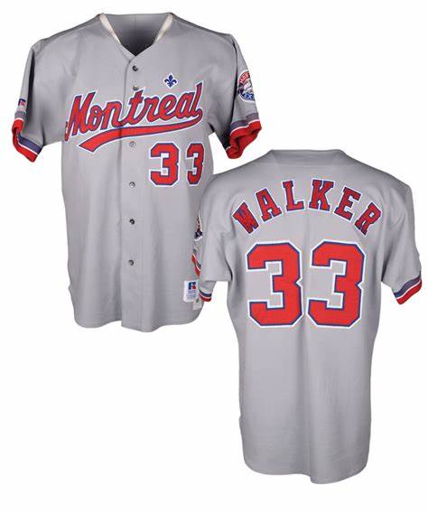 Youth Montreal Expos #33 Larry Walker Grey Cooperstown Throwback Jersey