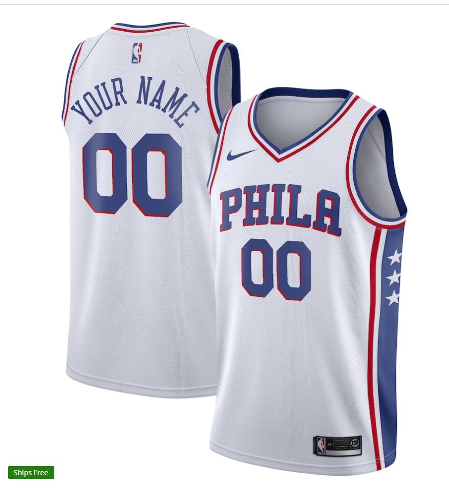 Mens Philadelphia 76ers Custom Nike White NBA Association Edition Jersey
