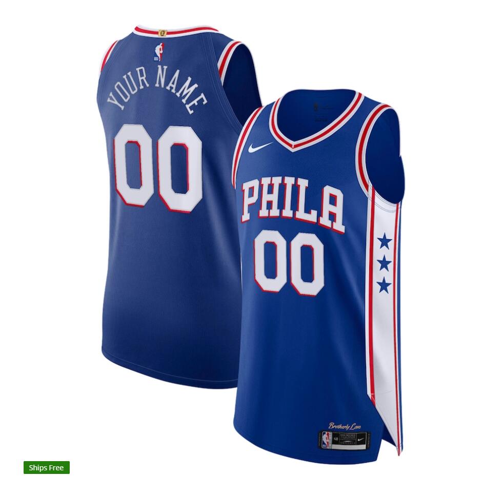 Mens Philadelphia 76ers Custom Royal Nike NBA Icon Edition Jersey
