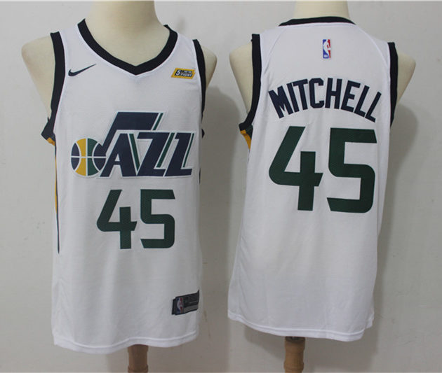 Mens Utah Jazz #45 Donovan Mitchell Nike White Stitched NBA Association Edition Jersey