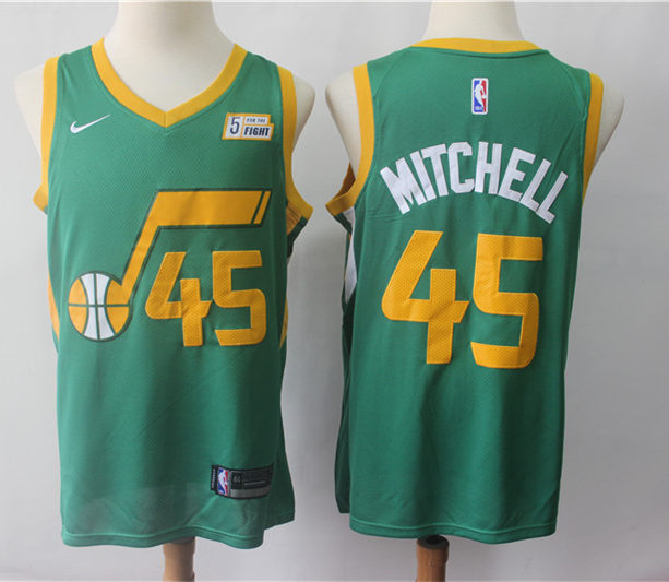 Mens Utah Jazz #45 Donovan Mitchell Green Nike 2021 NBA Earned Edition Jersey