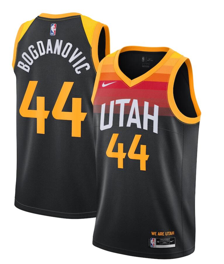 Mens Utah Jazz #44 Bojan Bogdanovic Nike 2020-21 Black City Edition Swingman Jersey 