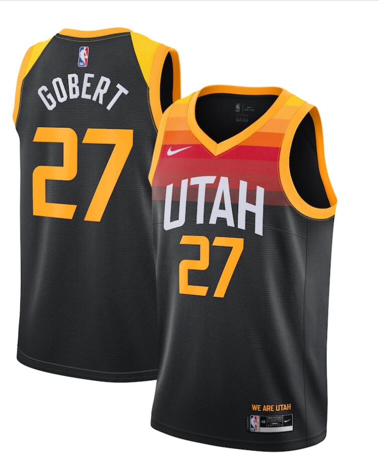 Mens Utah Jazz #27 Rudy Gobert Nike 2020-21 Black City Edition Swingman Jersey 
