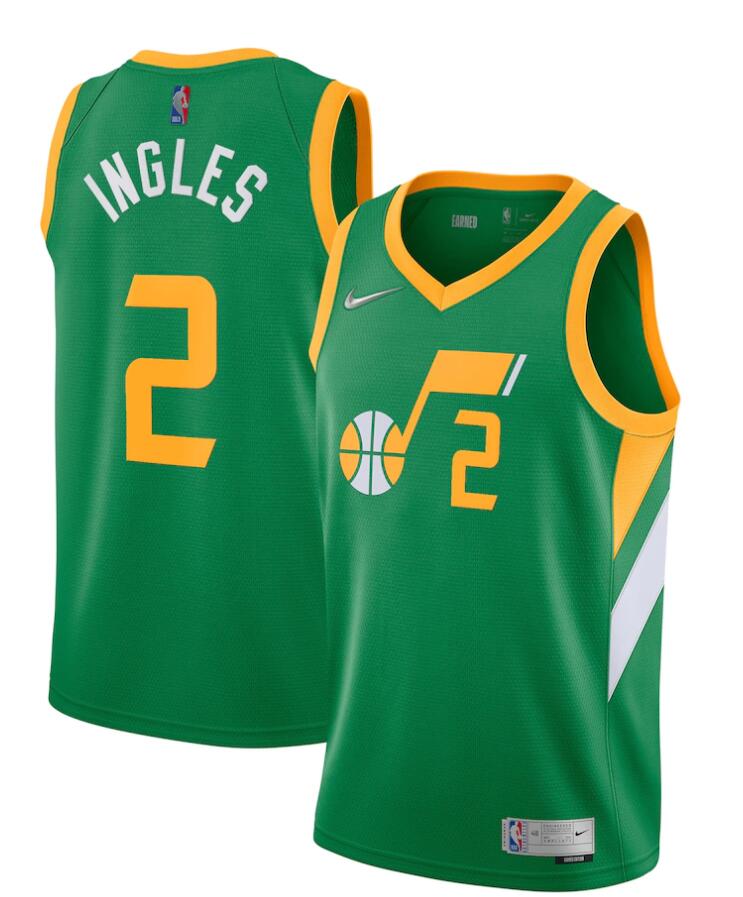 Mens Utah Jazz #2 Joe Ingles Green Nike 2021 NBA Earned Edition Jersey