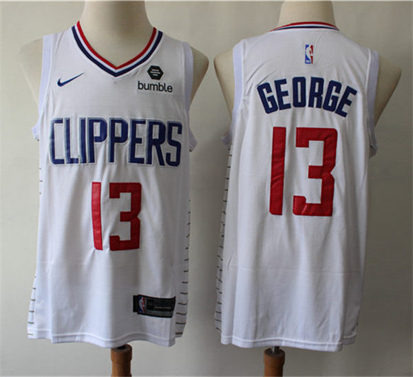 Mens LA Clippers #13  Paul George Nike White Association Edition Jersey