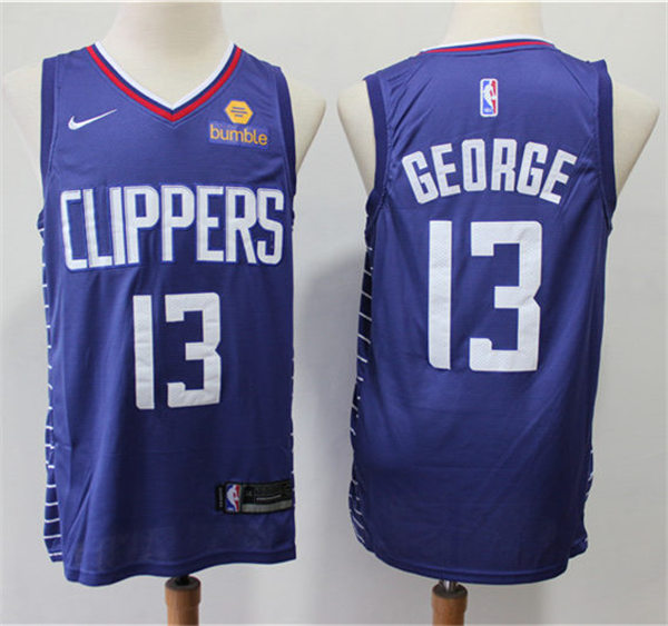 Mens LA Clippers #13  Paul George Nike Blue Stitched NBA Icon Edition Jersey