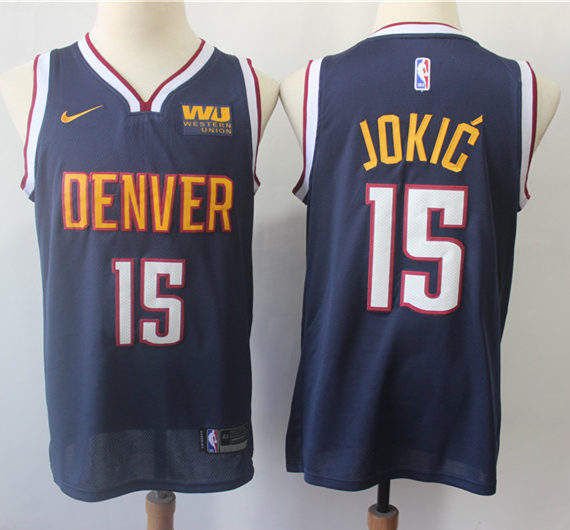 Mens Denver Nuggets #15 Nikola Jokic  Nike Navy NBA Icon Edition Jersey