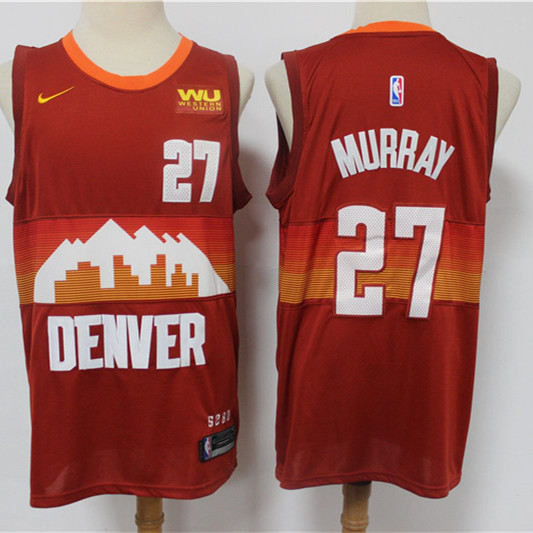 Mens Denver Nuggets #27 Jamal Murray 2020-21 Red Nike City Edition Swingman Jersey
