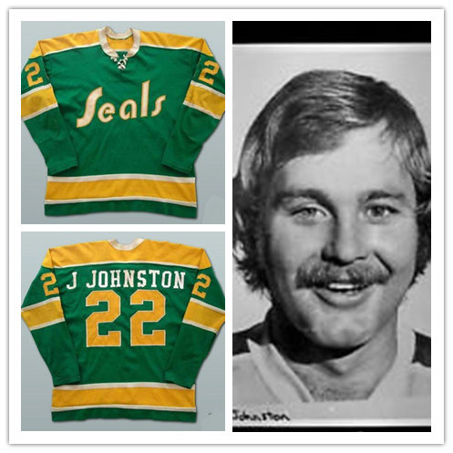 Men's California Golden Seals #22 Joey Johnston Green CCM Throwback Vintage Hockey Jersey