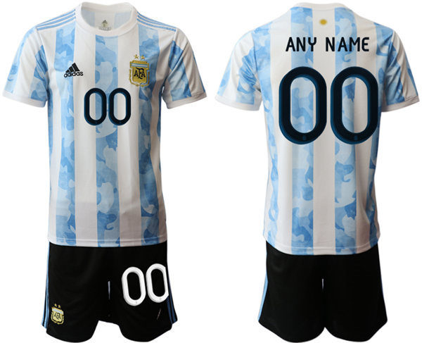 Mens Argentina National Team Custom 2021 Home White Soccer Jersey Suit